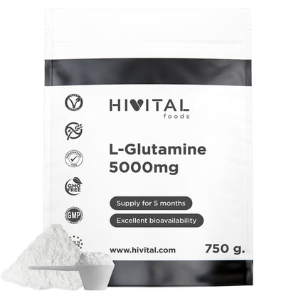 L-glutamin 5000 mg Hivital 750 gram veganskt pulver