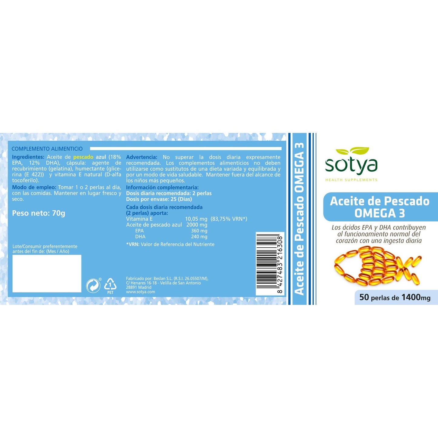 Omega 3-visolie Sotya 50 capsules 1400 mg