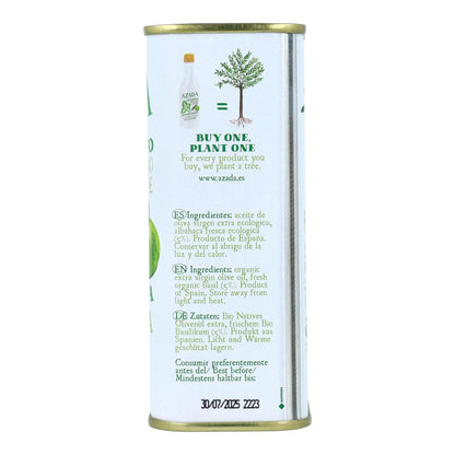 Huile d'olive et basilic bio Azada 225 ml
