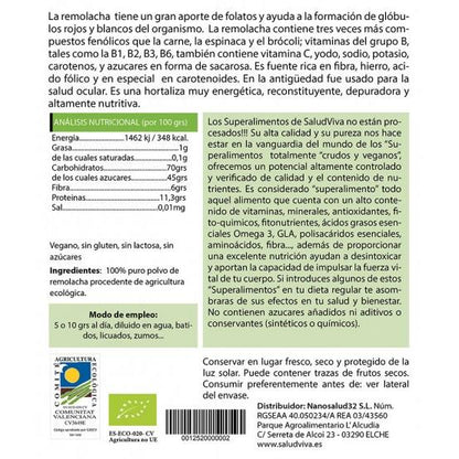 Succo di barbabietola in polvere ECO 125 g, Salud Viva