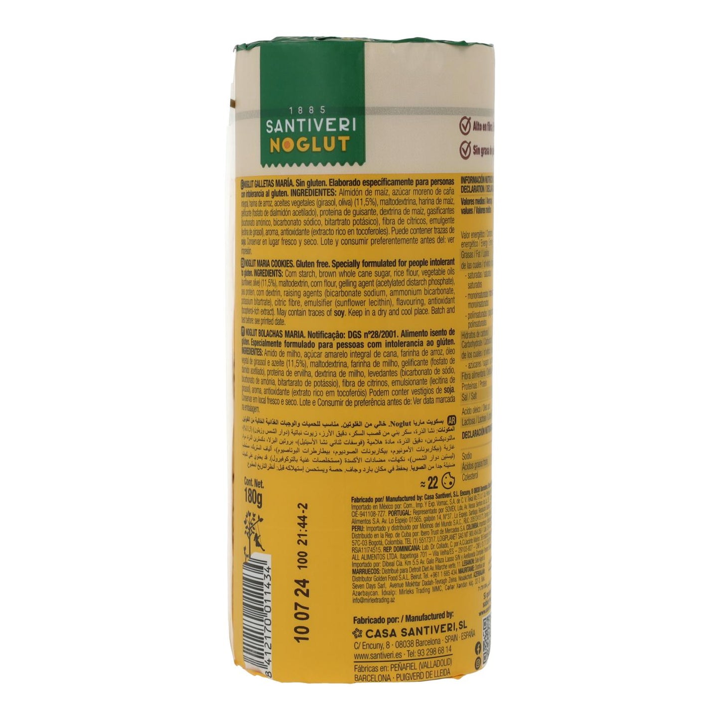 Galletas María sin gluten Santiveri Noglut 180 g