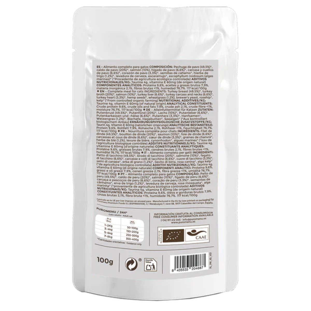 Cibo umido Barf per gatti Michi mimos BIO (tacchino e salmone) Puromenu 100 g