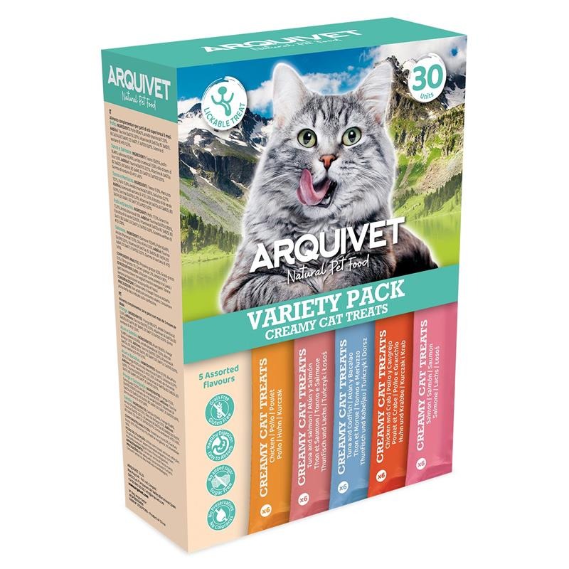 Creamy Cat Treats Snack cremoso Variety Pack Arquivet 30 pz