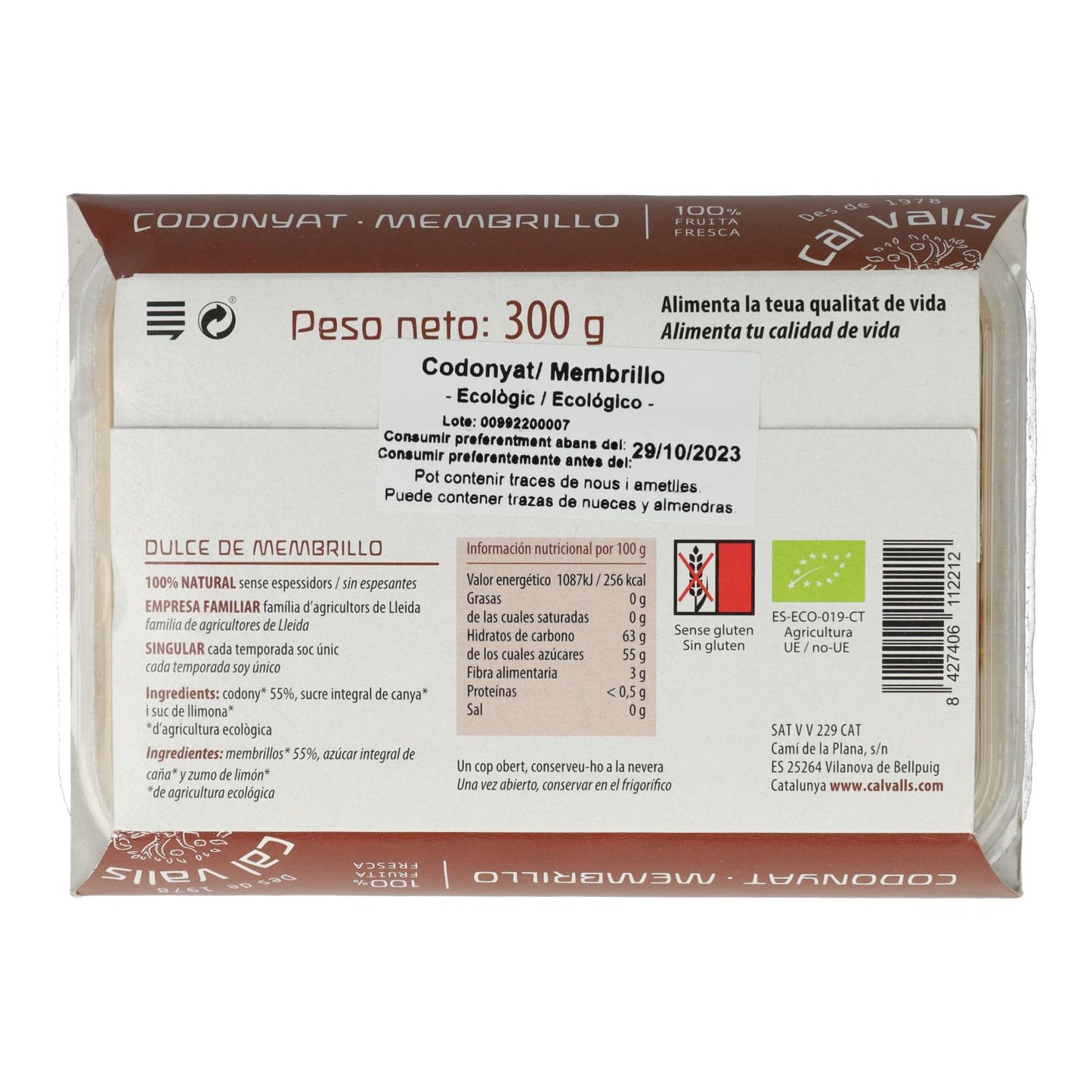 Quittenmus ECO Rohrzucker Cal Valls, 300 g
