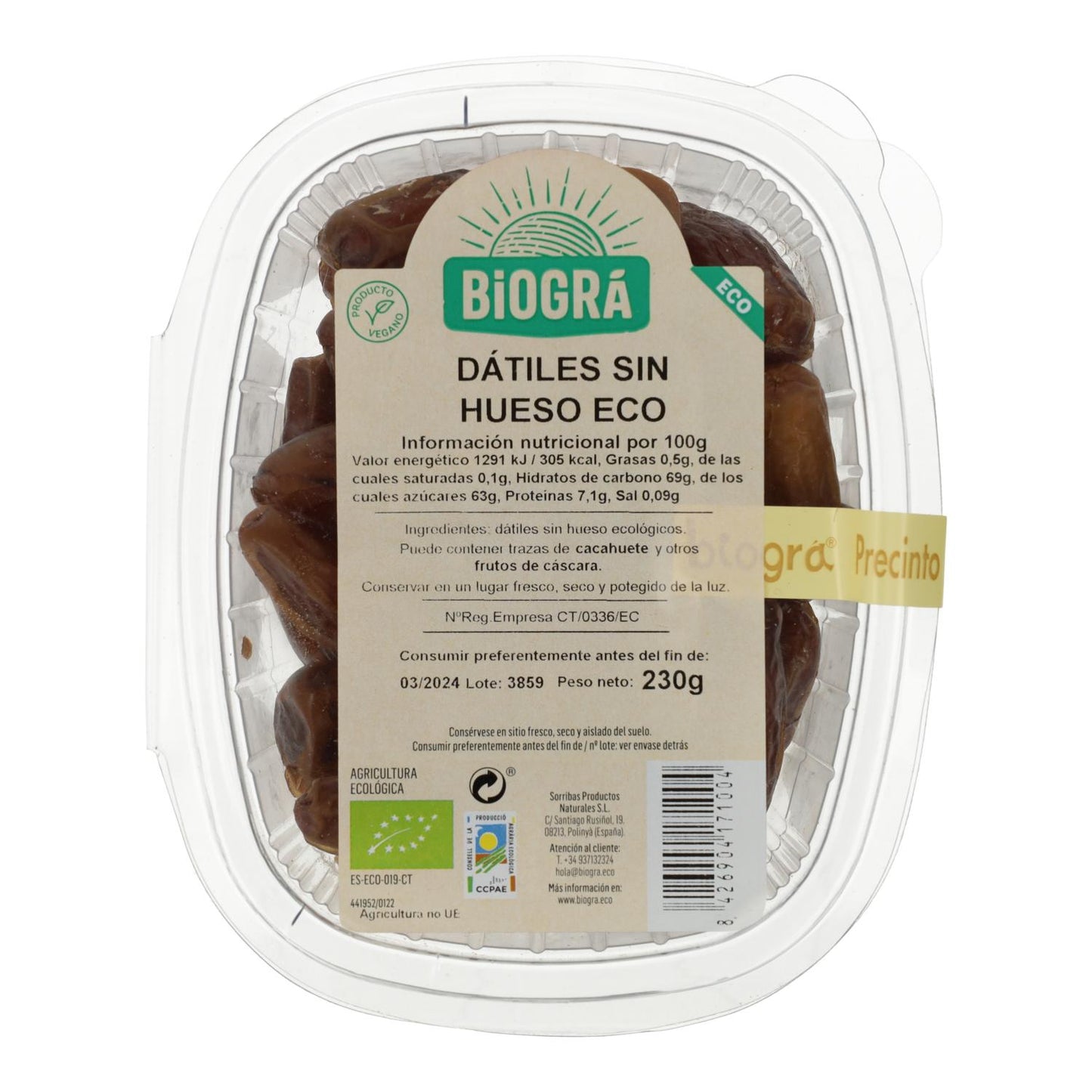 Entsteinte Datteln Biogra 230 g