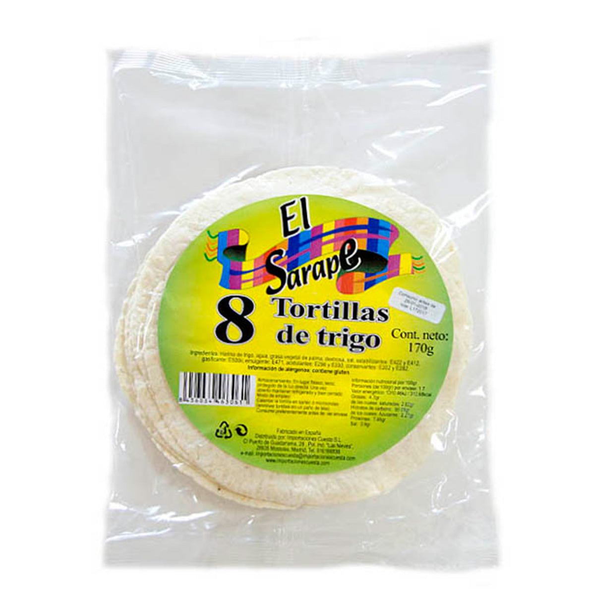 Tarwetortilla's 15 cm (8 stuks) (winkelformaat) El Sarape 170 g