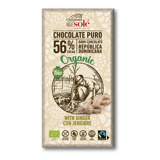 Biologische pure chocolade met gember Solé 100 g