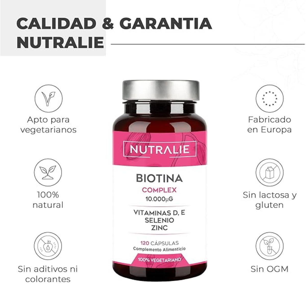 Nutralie Biotin-Komplex 10000 mcg für Haare, Haut und Nägel, 120 Kapseln
