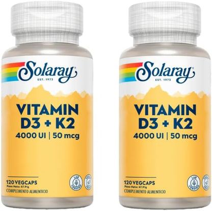 2er-Pack Vitamin D3 & K2 (Mk7) 120 Kapseln Solaray