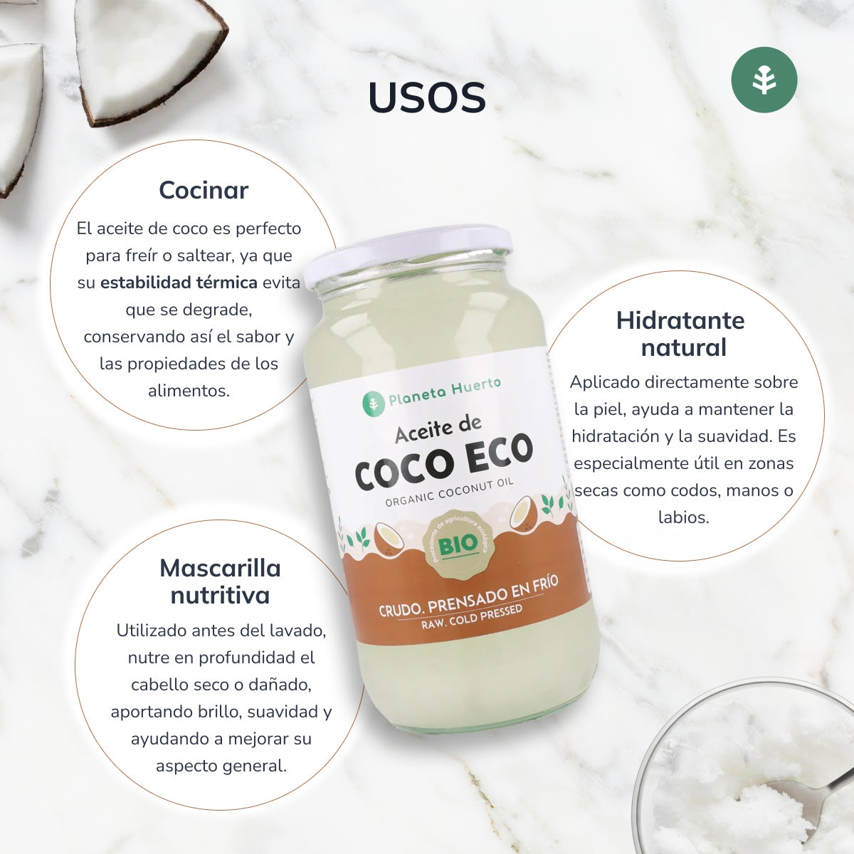 2er-Pack Bio-Kokosöl Planeta Huerto 860 ml
