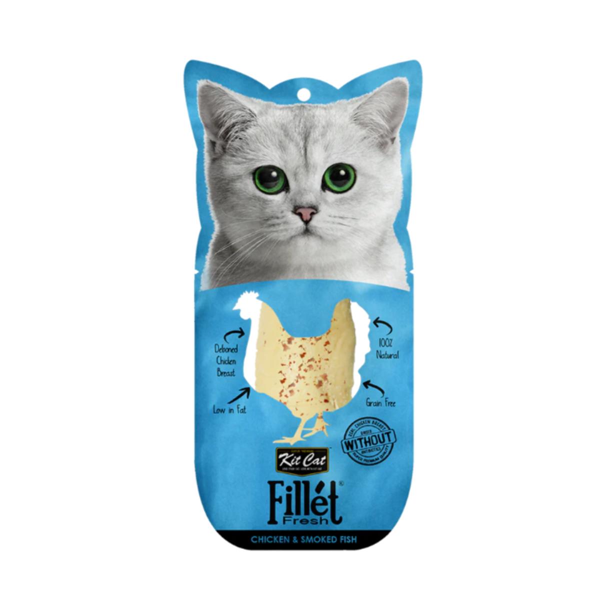 Kit Cat FilletFresh - Kip en gerookte vis 30 g Natuurlijke snack voor katten
