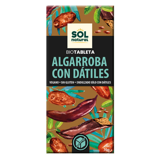 Cioccolato vegano di carruba con datteri biologici Sol Natural 70 g