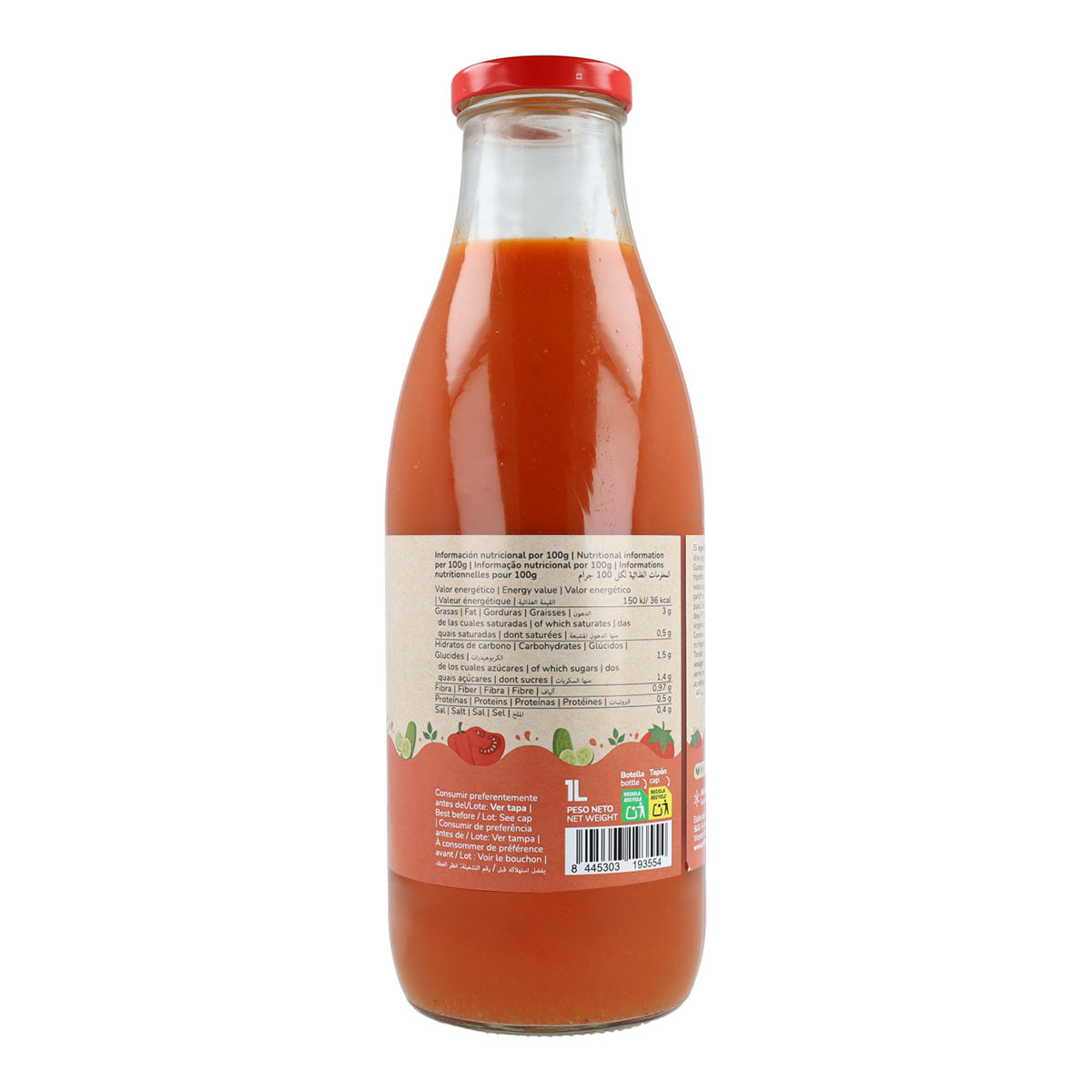 Pack of 3 traditional organic gazpacho with extra virgin olive oil Planeta Huerto 1L