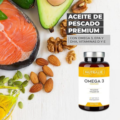 Omega 3 Complex 2000 mg + Vit E och D3 DHA EPA Nutralie 60 softgels