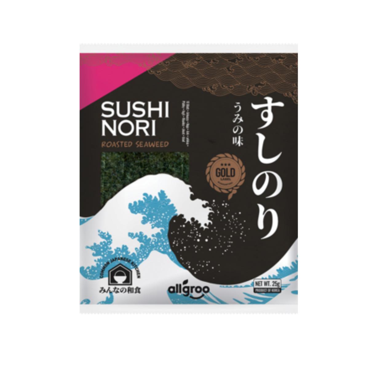 Algues nori grillées pour sushis, Golden Allgroo 25 g