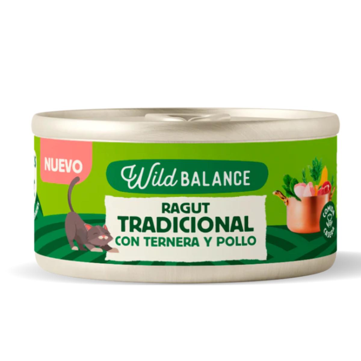Blikje Ragout van rundvlees en kip voor katten Wild Balance 80 g