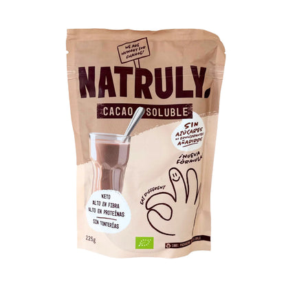 Biologische oplosbare cacao met hoog eiwitgehalte Natruly 225 g