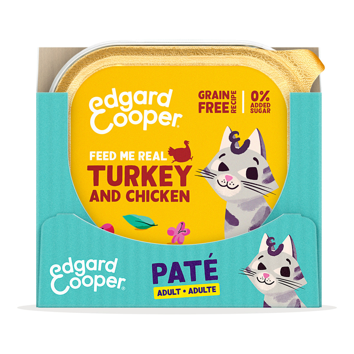 Nourriture humide pour chats pâté en barquette dinde et poulet Edgard & Cooper 85 g