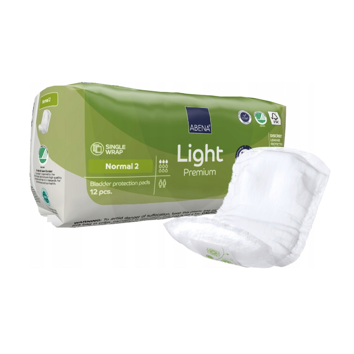 Serviettes hygiéniques Incontinence Light Premium Normal 2 Abena 12 unités