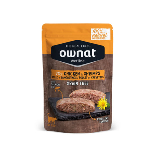 Ownat Wetline Pollo y Langostinos Grain Free gatos 85 g