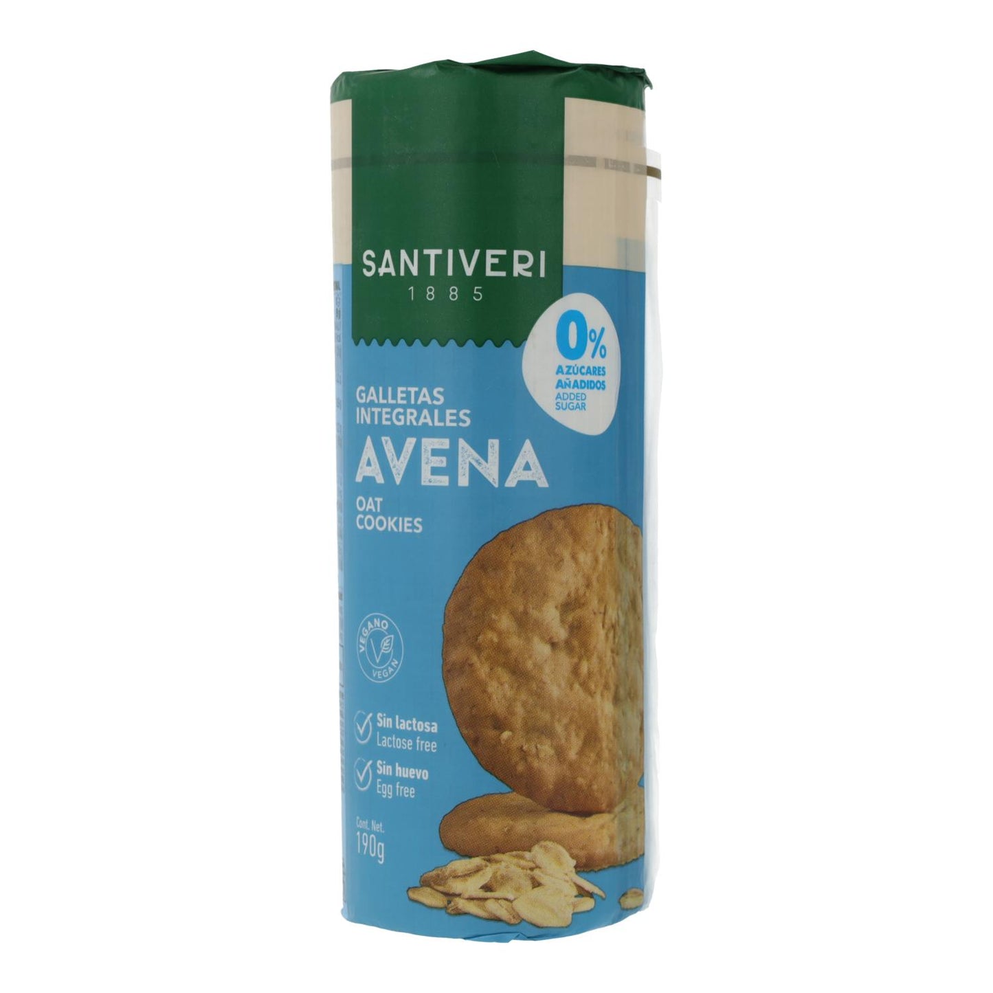 Volkoren havermoutkoekjes 0% suiker Santiveri 190 g