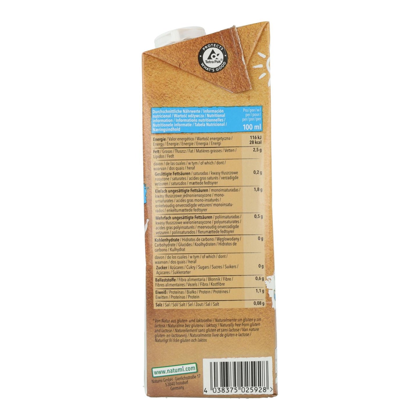 6er-Packung Natumi Bio-Mandelgetränk zuckerfrei 1 l