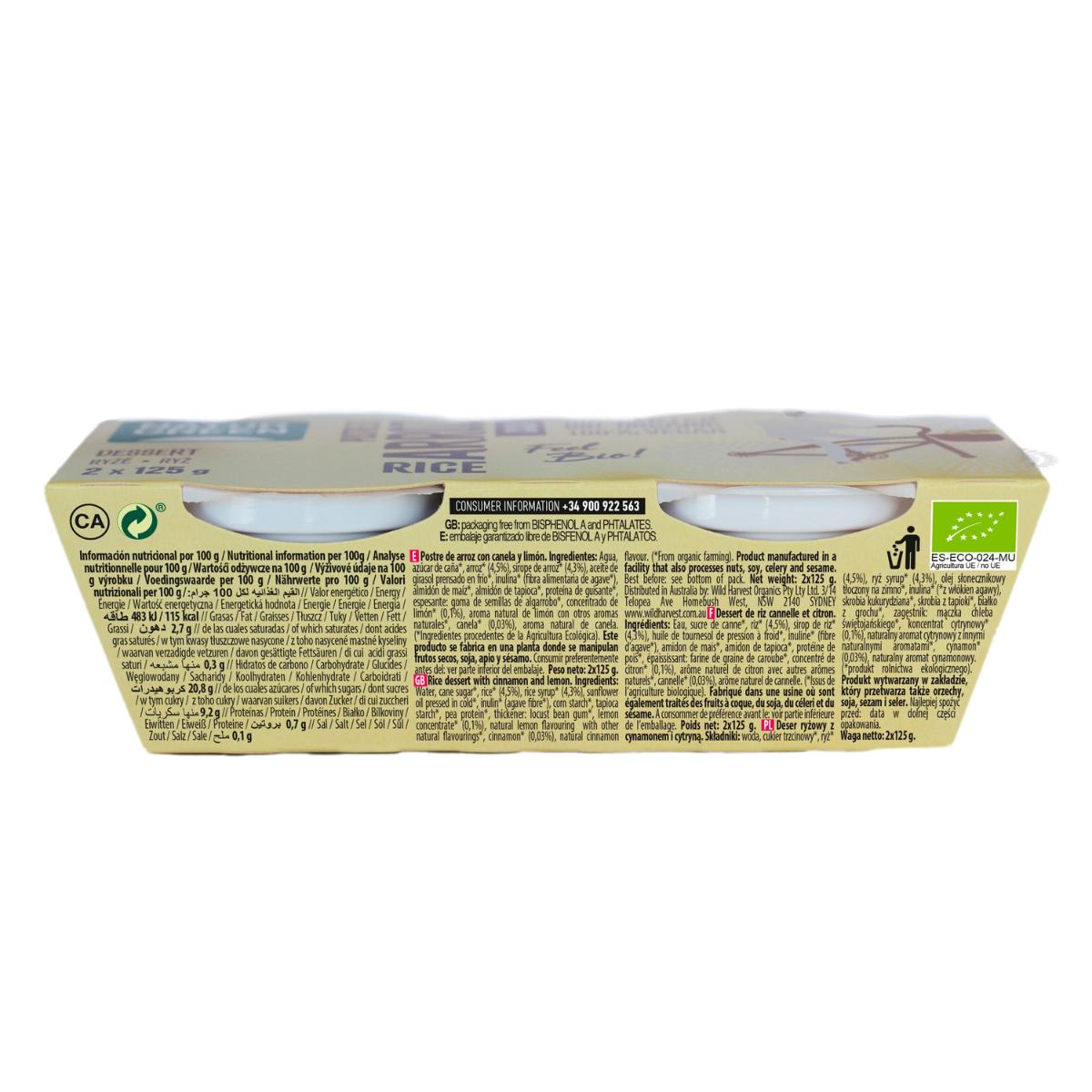 Postre de Arroz Canela Limón NaturGreen, 2 X 125 g