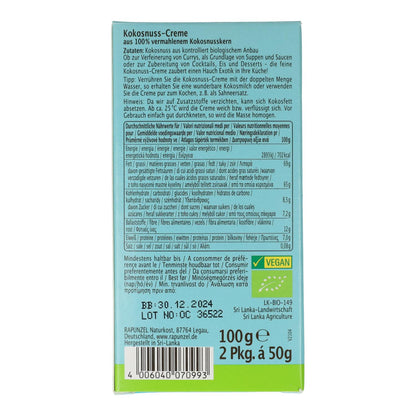 Rapunzel coconut cream, 2 x 50 g