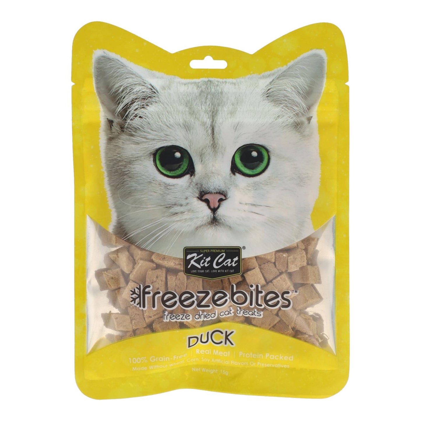 Kit Cat FreezeBites - Eend 15 g Natuurlijke gevriesdroogde snack voor katten