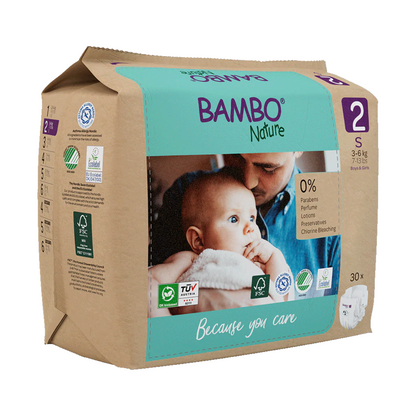 Lot de 6 paquets de couches Bambo Nature T2 (3-6 kg) 30 unités