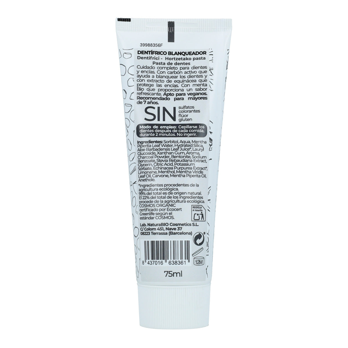 Bio NaturaBio Activated Charcoal and Mint Whitening Toothpaste 75 ml