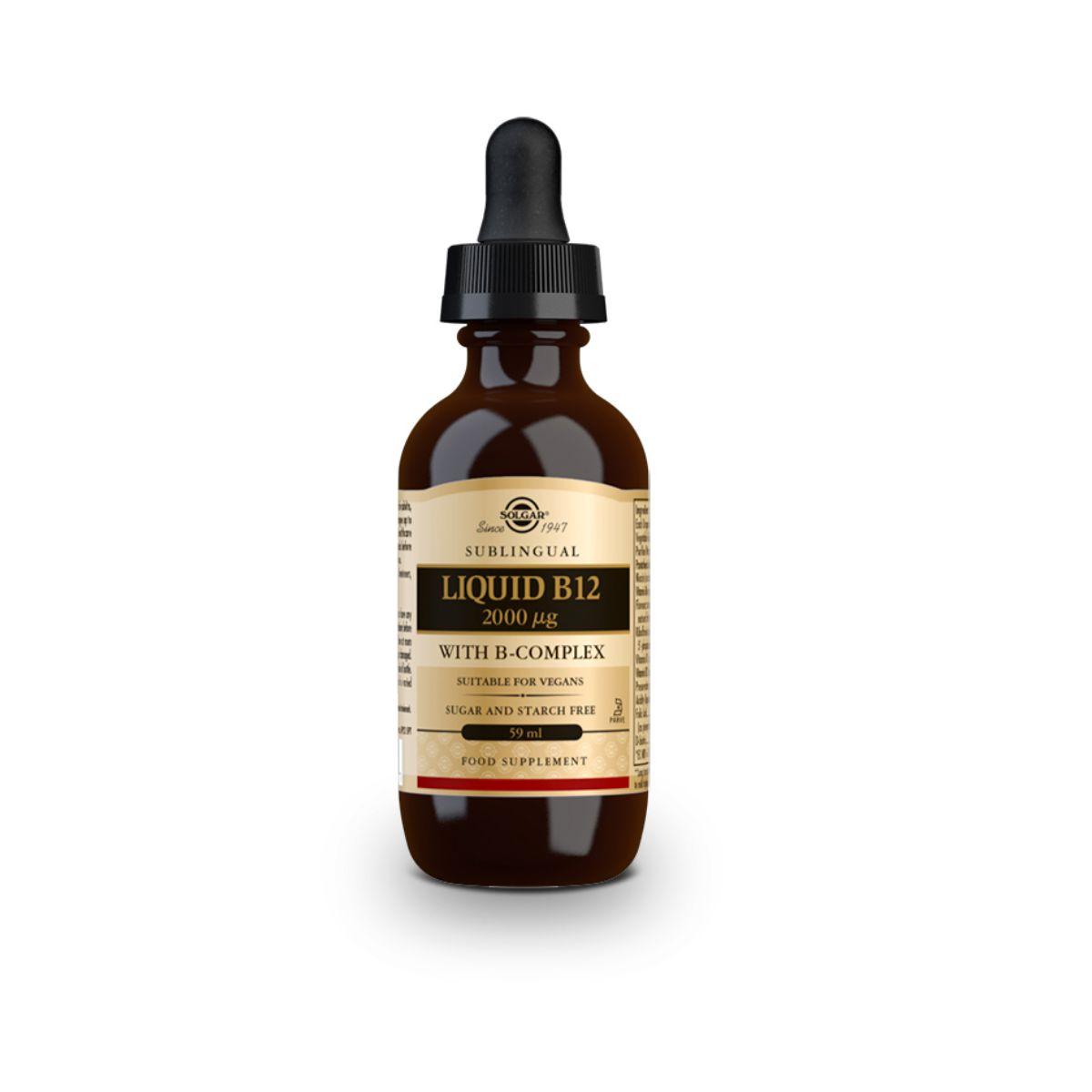 Vloeibare vitamine B12 voor onder de tong, 59 ml van 2000 μg