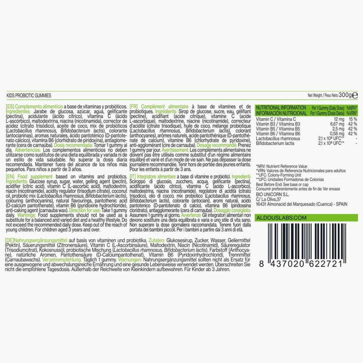 Probiotyki z witaminami dla dzieci w żelkach Aldous Bio 120 żelków