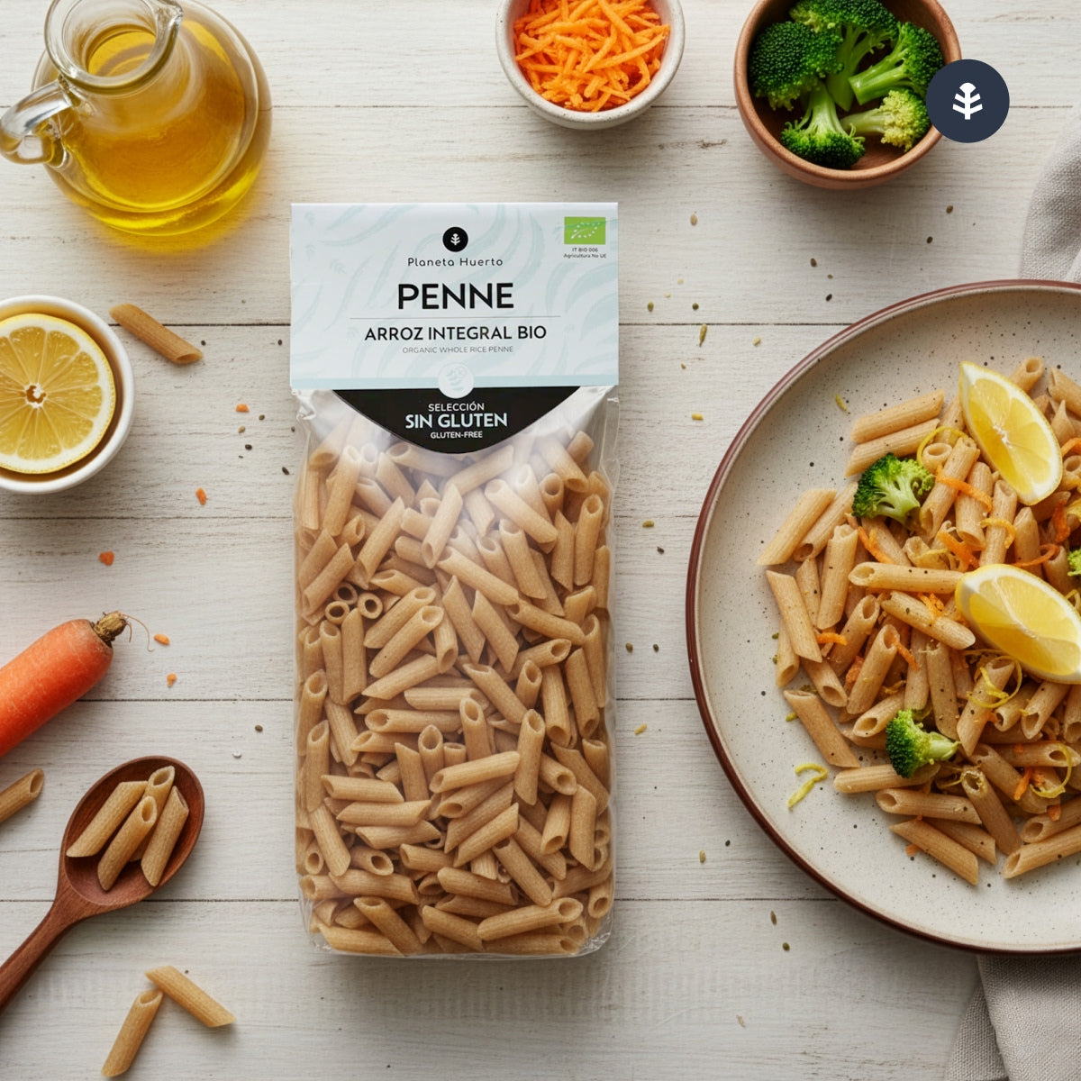 Glutenfria makaroner av fullkornsris ECO Planeta Huerto 500 g