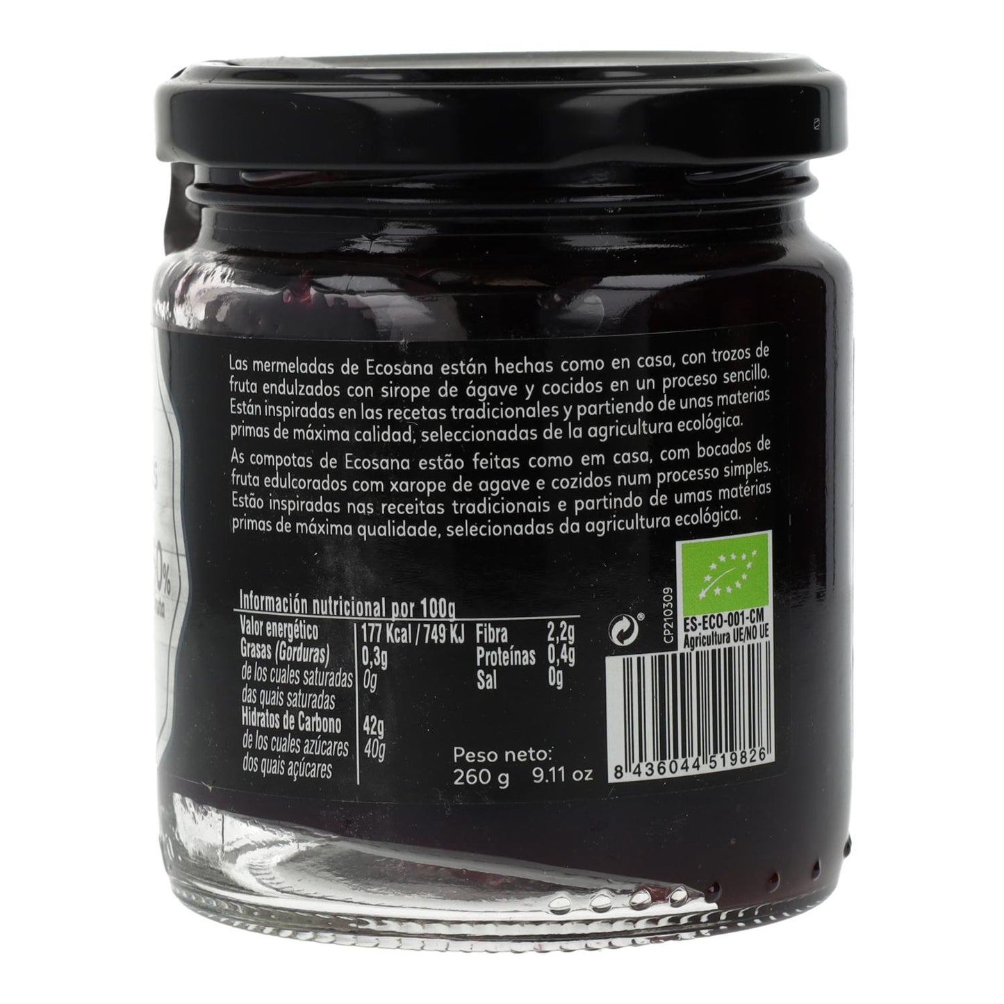 Marmellata extra di mirtilli senza zucchero BIO Ecosana 260 g