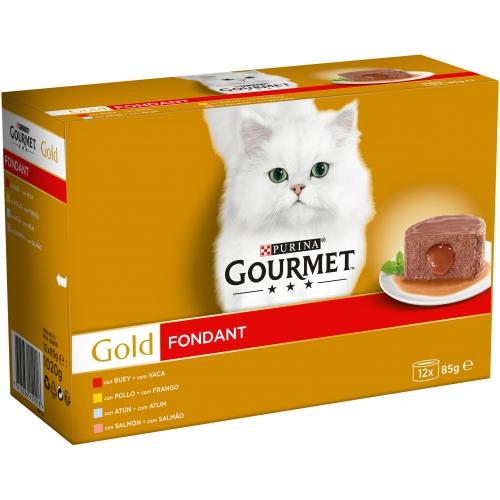 GOURMET GOLD Fondant Kip, Rundvlees, Tonijn, Zalm Multipack 12 x 85 g
