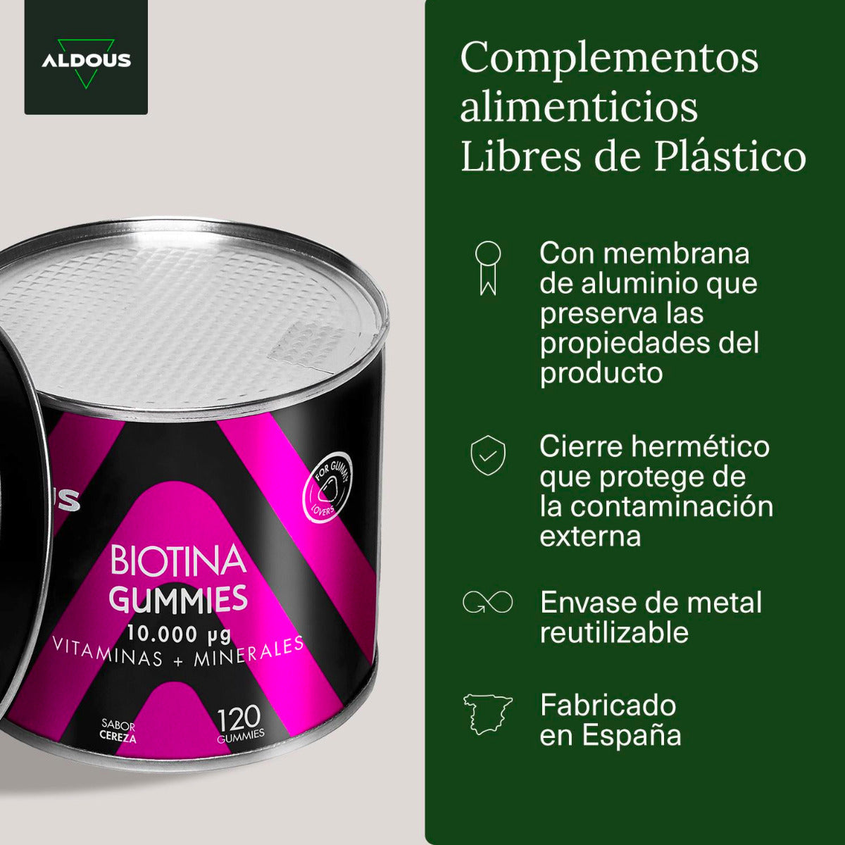 Caramelle gommose alla biotina Aldous 120 gummies