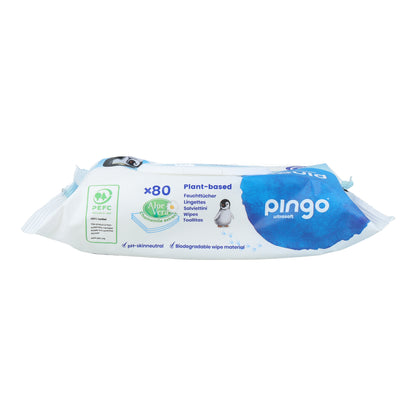 Salviettine umidificate 100% biodegradabili 80 pezzi Pingo
