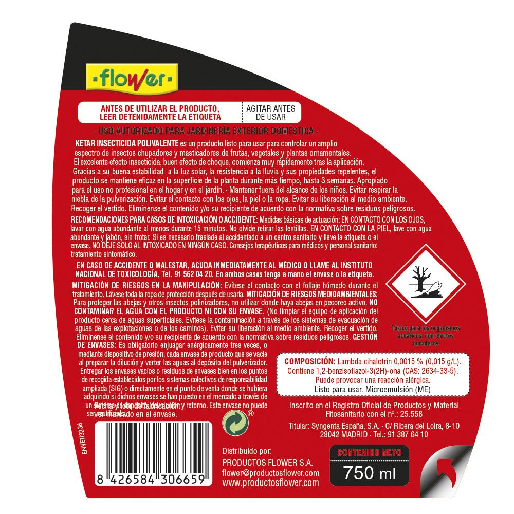 Kant-en-klaar insecticide Ketar Flower 750 ml