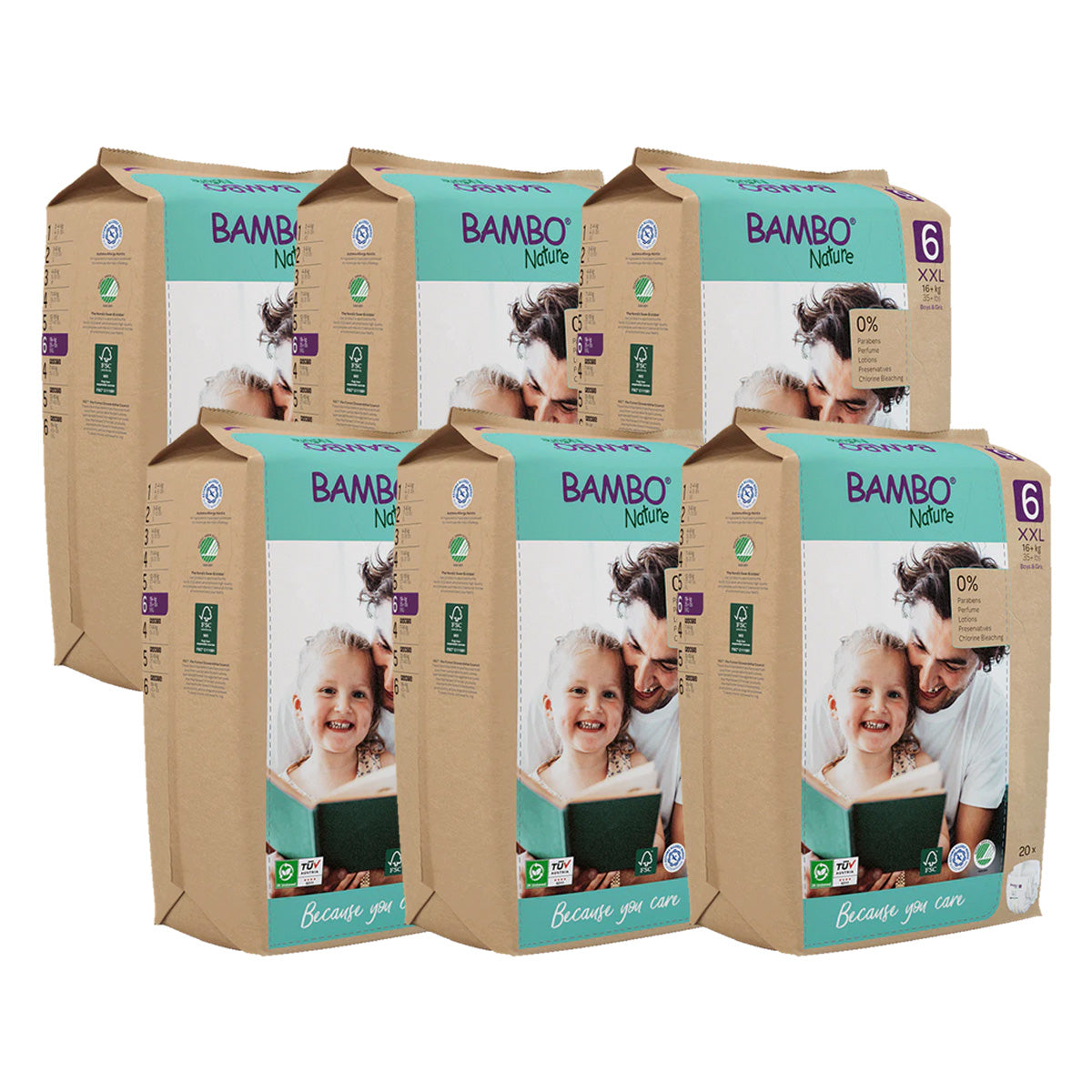 Babywindeln Bambo Nature Größe 6-16+kg (6er-Pack à 20 Stück)
