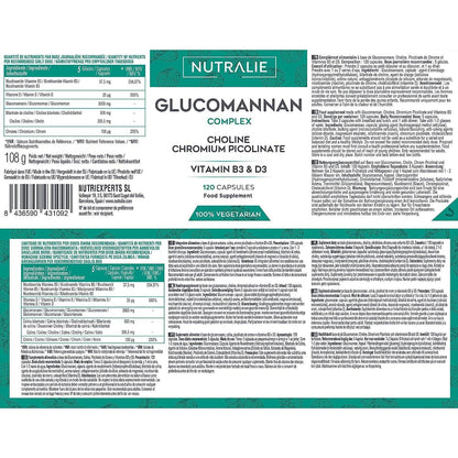 Nutralie Glucomannan met Choline + B3 + D3 Gewichtsverlies 120 capsules