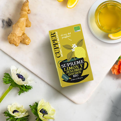 Infusion de thé bio Cupper Supreme Citron et Gingembre, 20 sachets