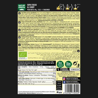 Sopa Fideos al curry Naturgreen, 40g
