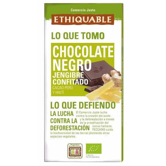 Biologische pure chocolade met gekonfijte gember Ethiquable 100 g