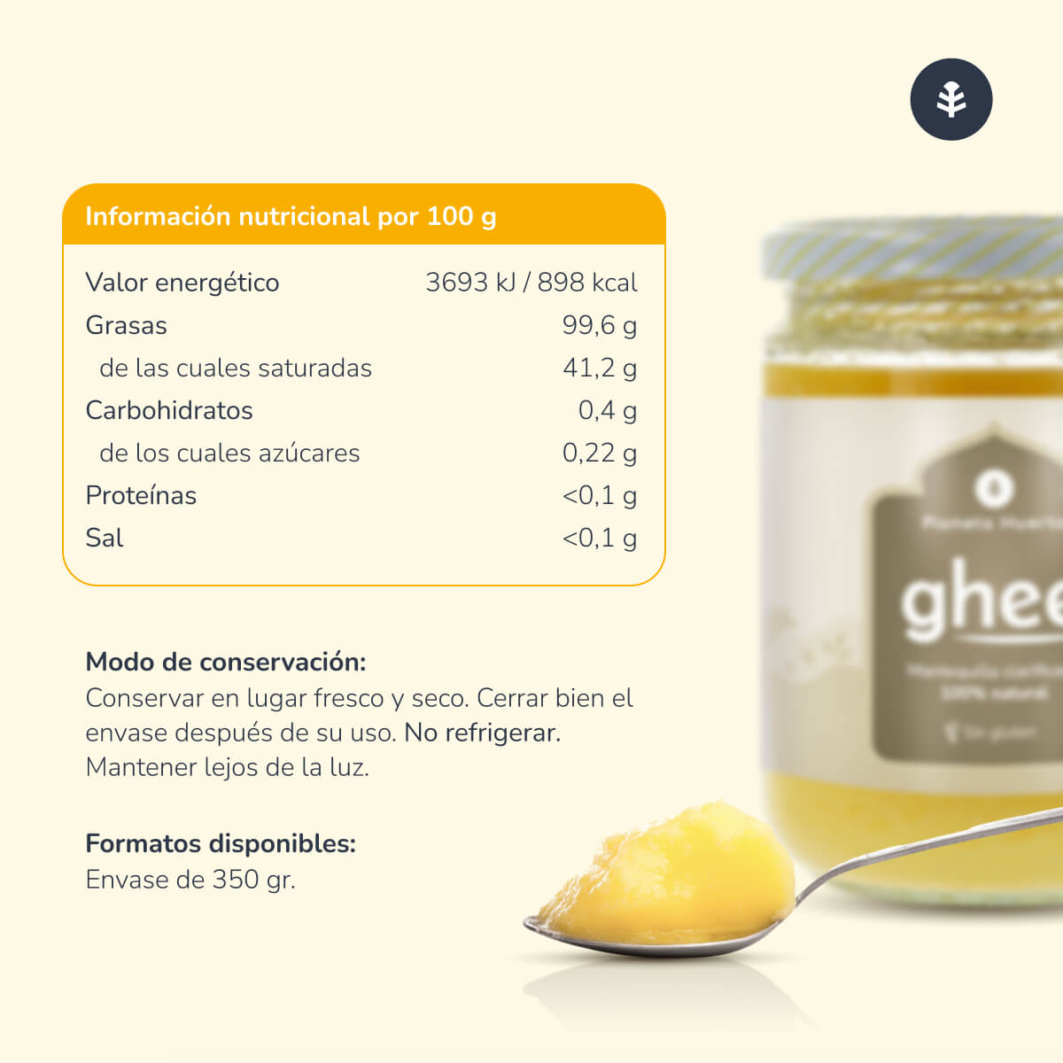 Pack 2x Ghee beurre clarifié ECO Planet Orchard 350 gr