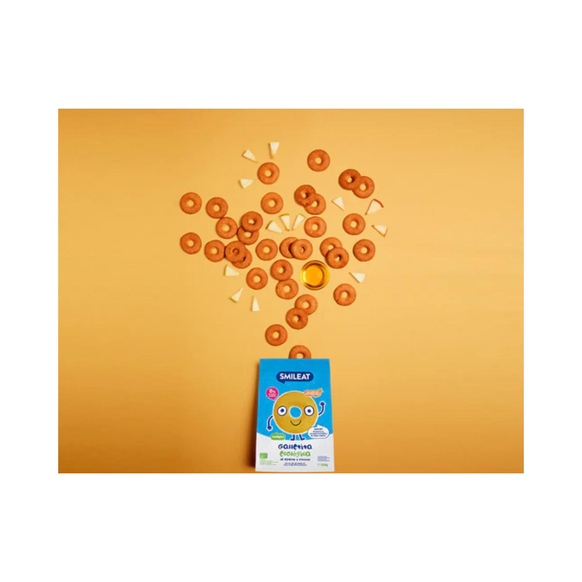 Pakket 12x ECO-koekjes voor kinderen van spelt met appel Smileat, 220 g