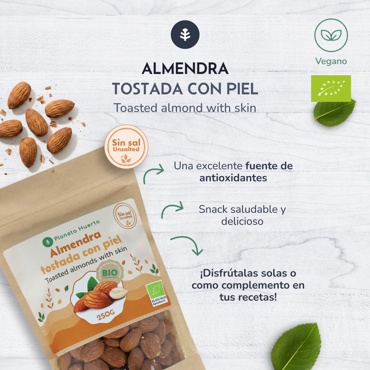Gebrannte Mandeln mit Haut ECO Planeta Huerto 1 kg