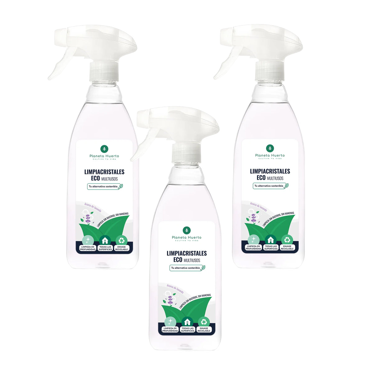 Pack 3xGlass Cleaner & Multipurpose Eco Planet Orchard 750ml