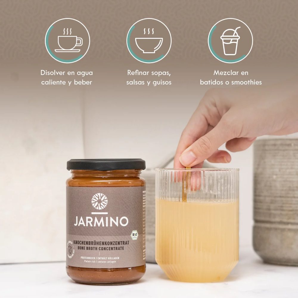Bouillon d'os de bœuf concentré biologique Jarmino 440 g