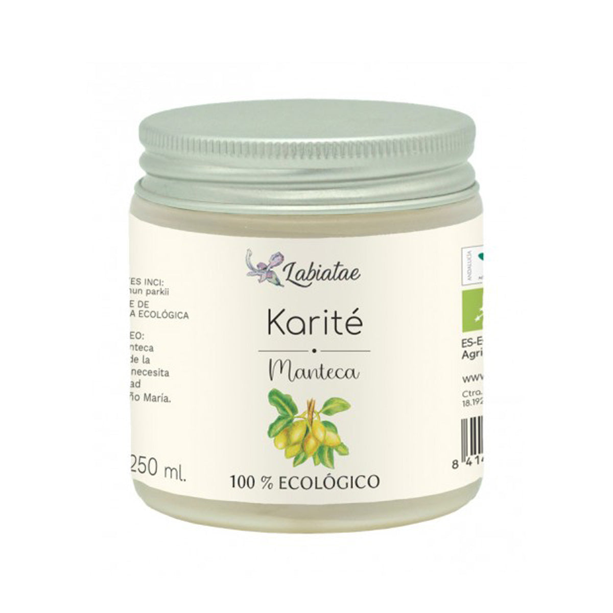 Beurre de karité. 100 % pur dans un pot en verre. BIO. 250 ml.